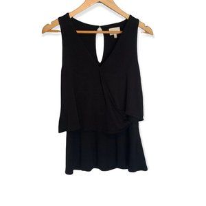 ANTHRO Deletta SUPER Soft Black Flowy Stretchy Ruffle V Neck Tank Top-Size XXS